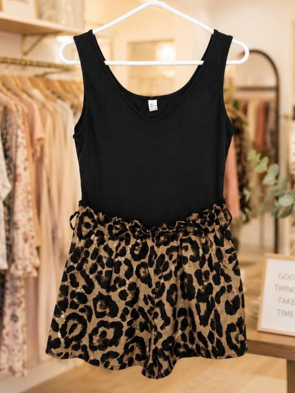 Animal Print Leopard Belted Romper XL New with Tags